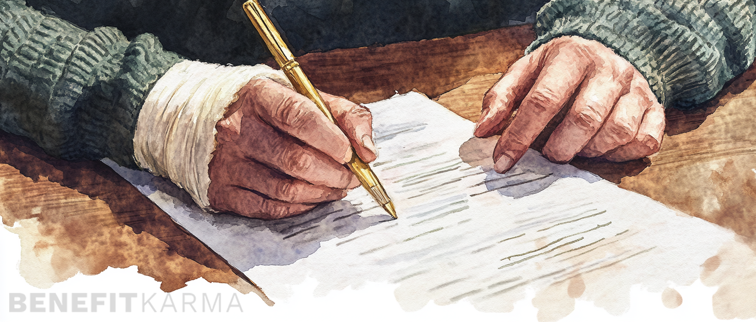 Person receiving a check while unable to work due to injury