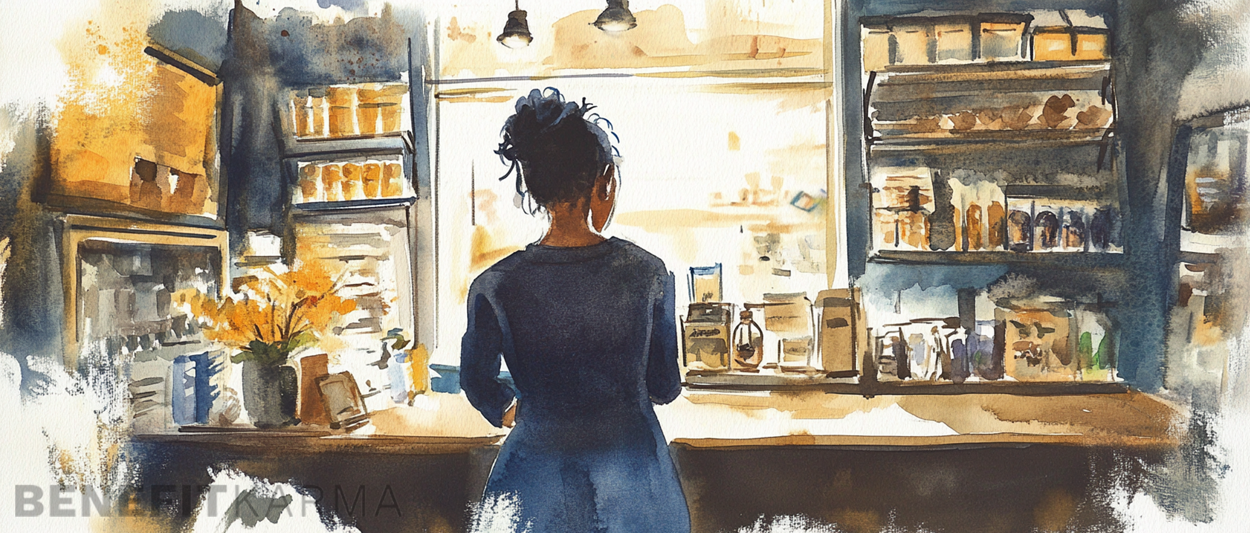 Small business owner looking over documents and tax forms