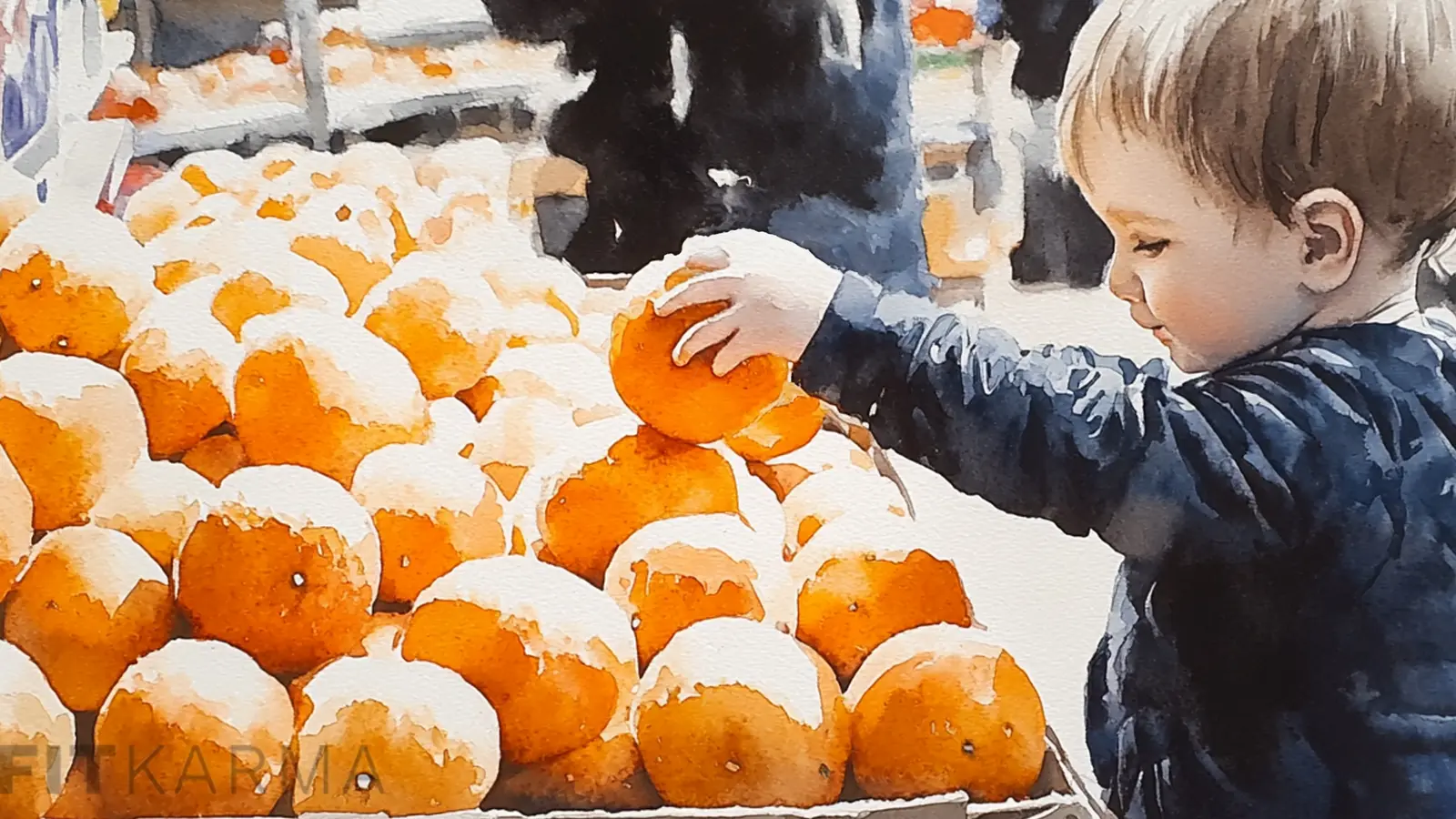 Woman and child choosing fresh produce at a grocery store.