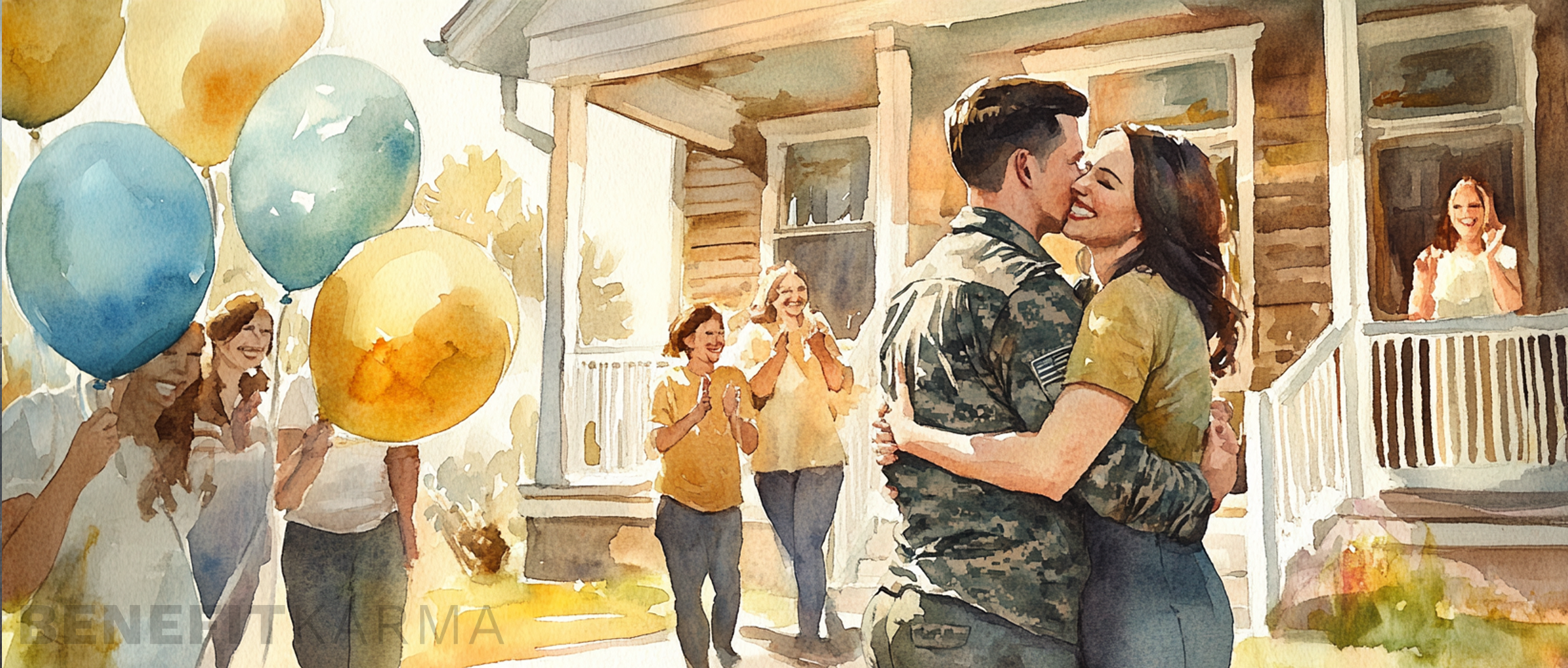 Woman veteran looking at a house with a "for sale" sign, symbolizing housing assistance programs.