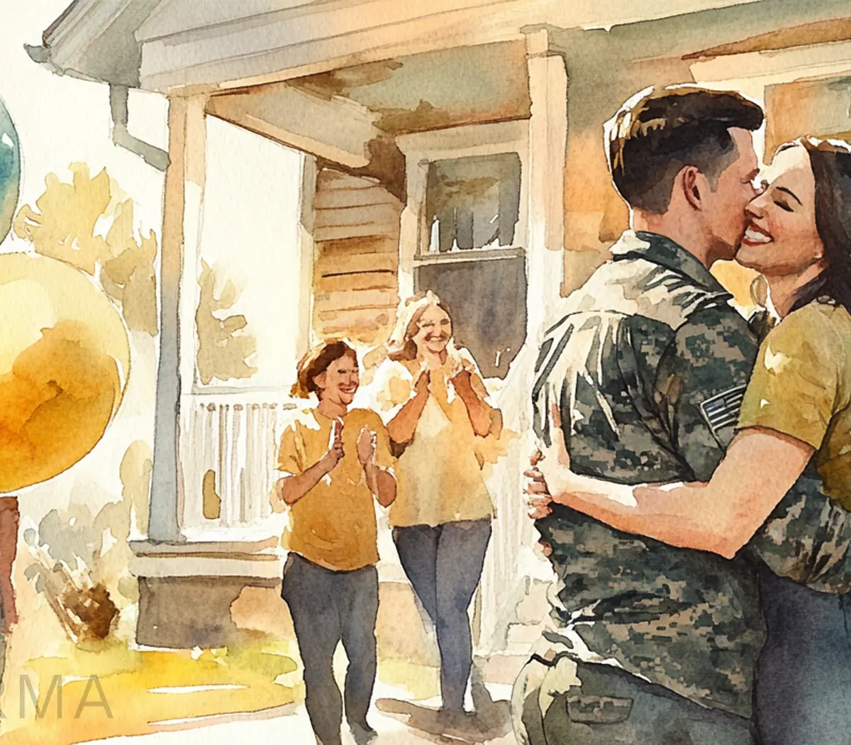 Woman veteran looking at a house with a "for sale" sign, symbolizing housing assistance programs.