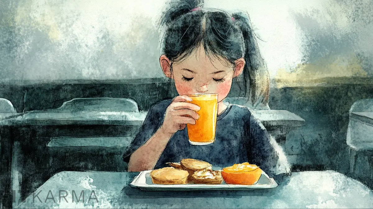 Children eating breakfast at school provided by the federal school breakfast program