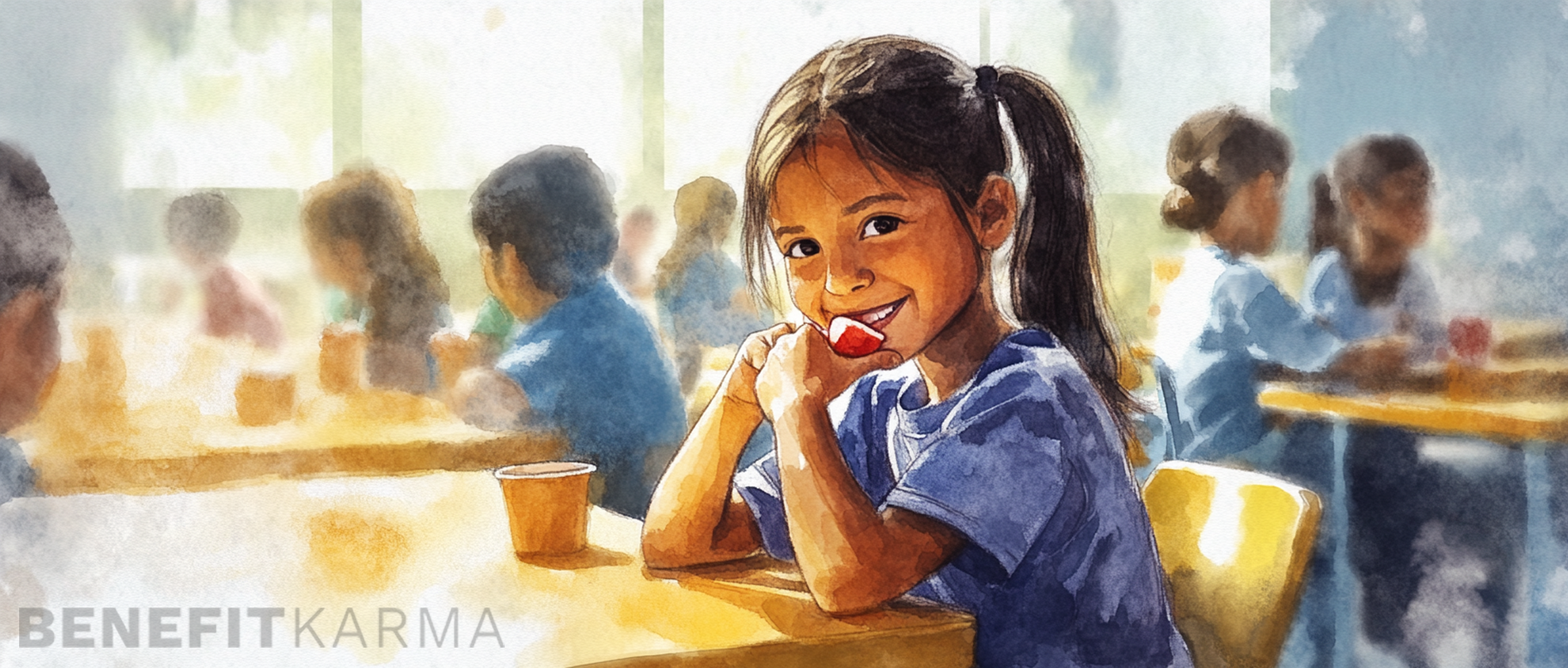 Children eating healthy food during the summer