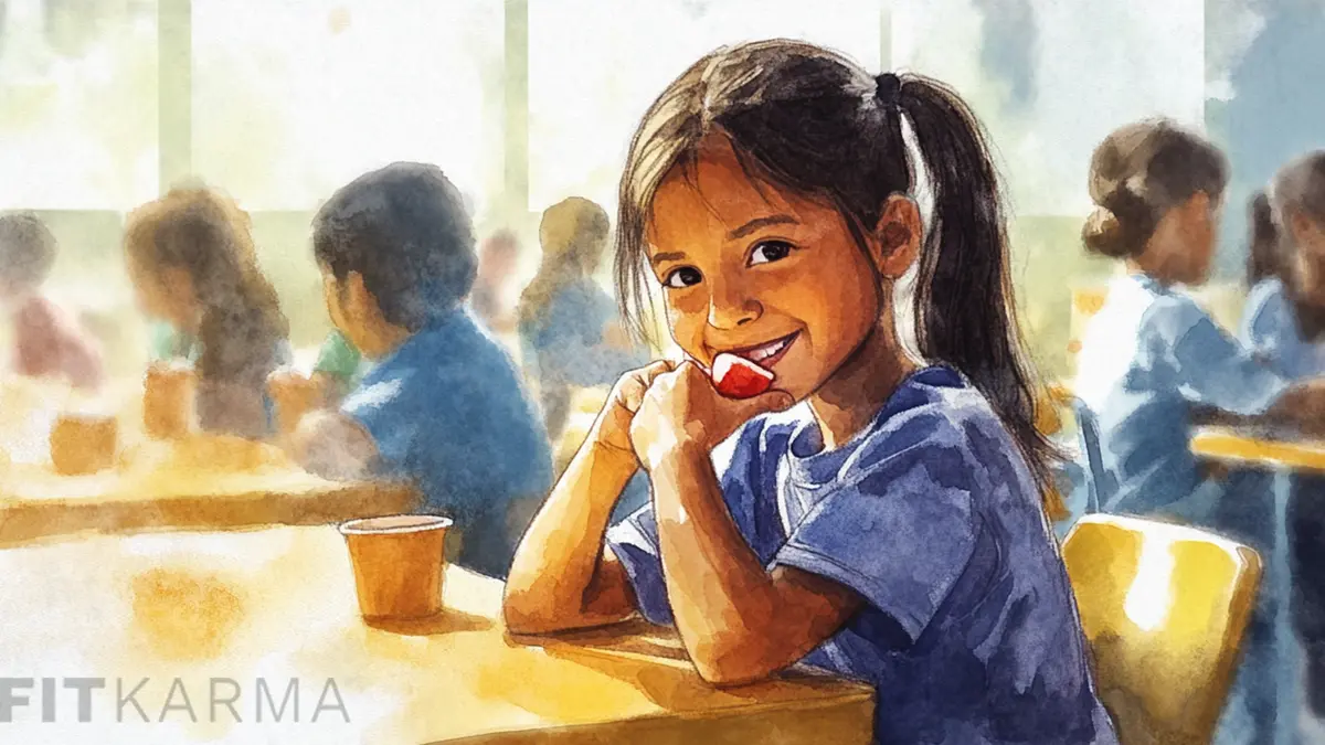 Children eating healthy food during the summer