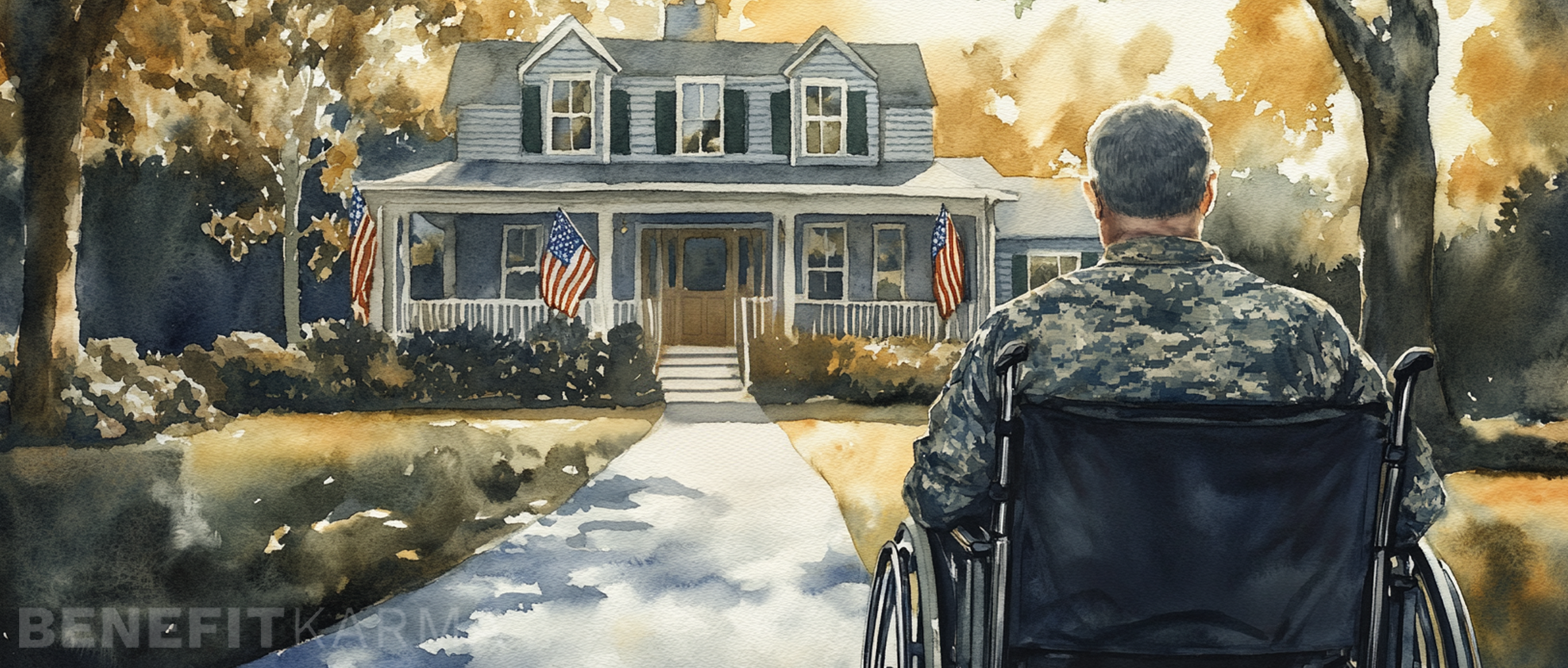Veterans with disabilities looking at a blueprint for a specially adapted home.