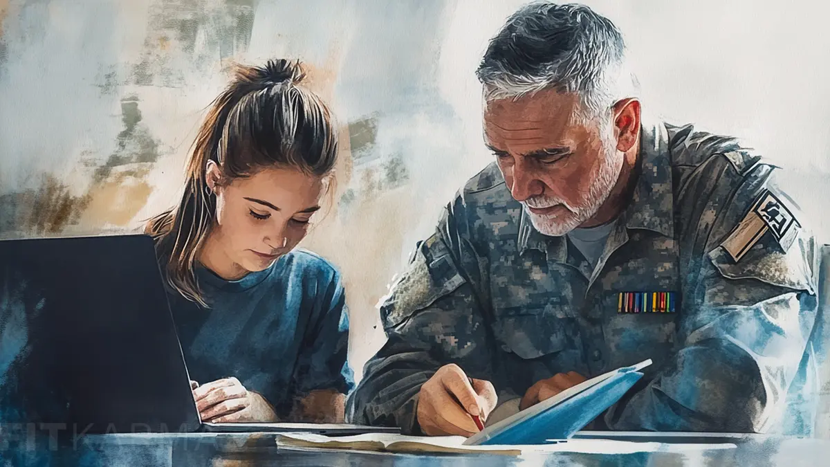 Veterans receiving GI Bill benefit payout paperwork.