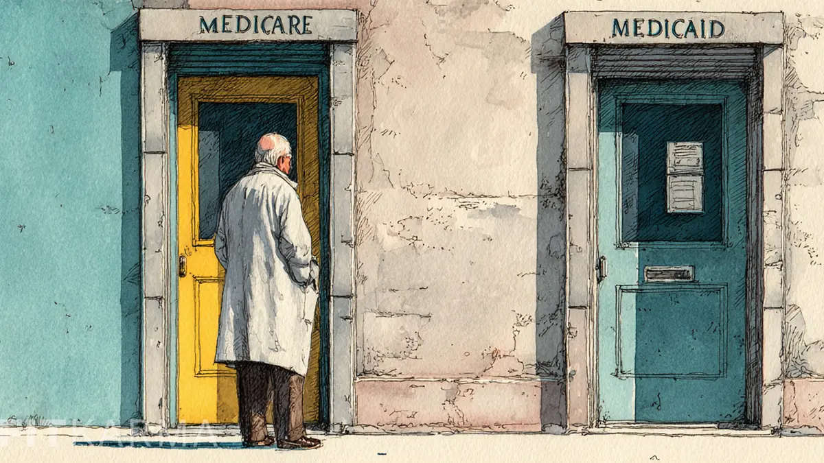 Medicaid and Medicare logos with text overlay explaining the difference