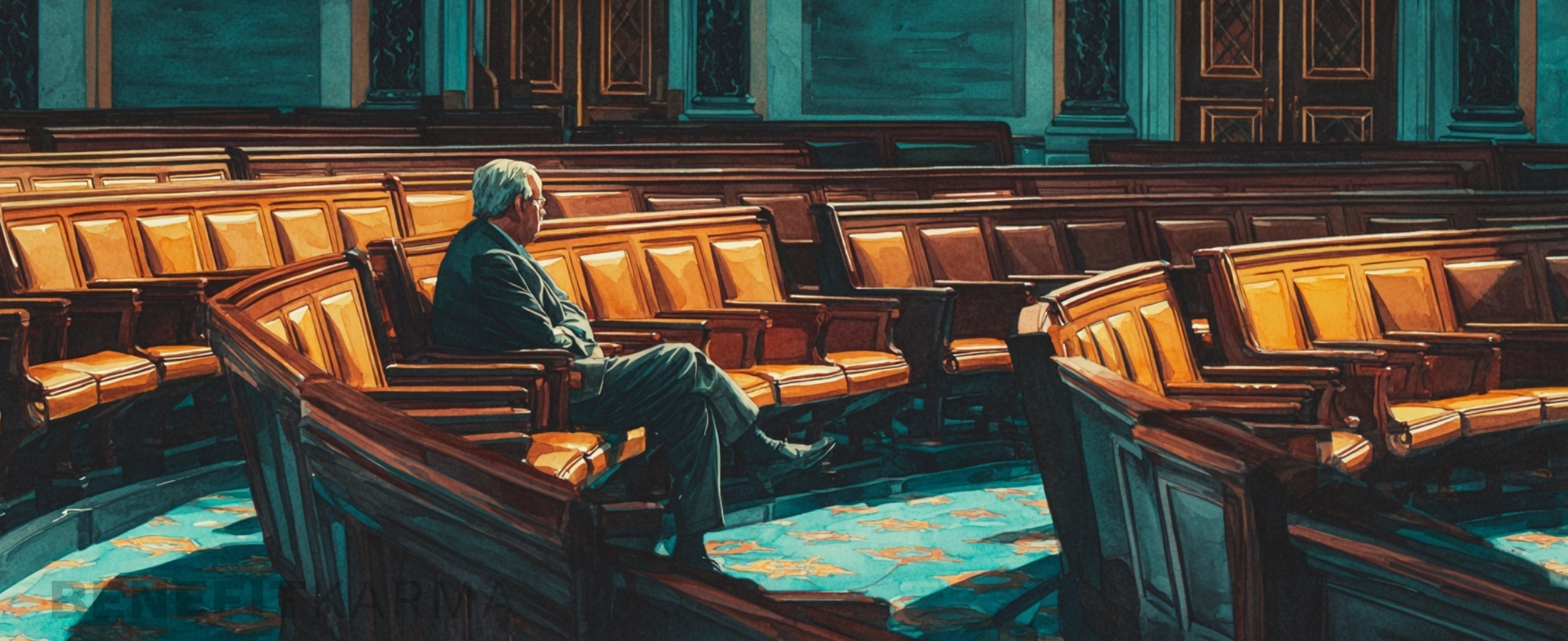 Congressional session with gavel symbolizing stalled benefits legislation
